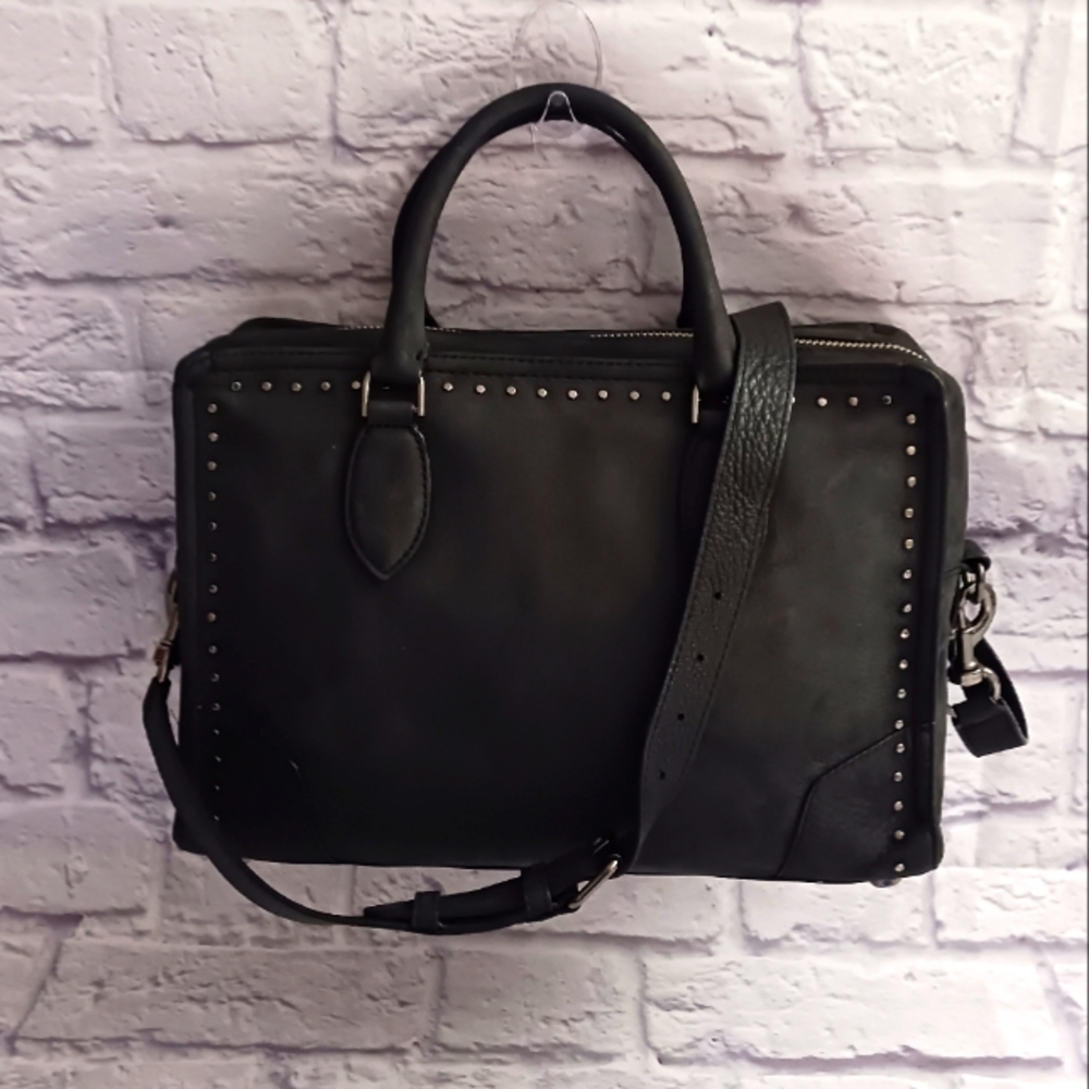 Rebecca Minkoff black nubuck leather satchel bag